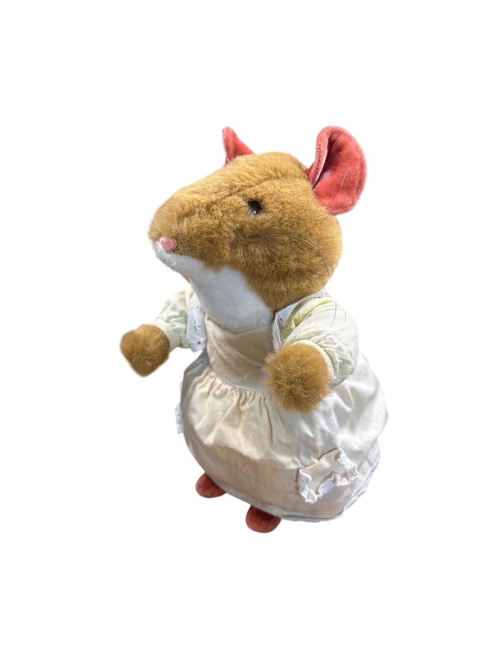 Vintage 80s Brambly Hedge Mouse Plush By Golden Bear with dress accessory